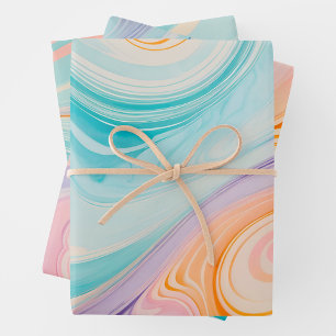Colourful Marbled Paper Art Wrapping Paper Sheets