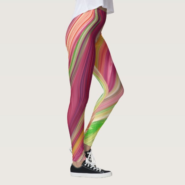 Colourful Marbleised Flowing Colours Pattern Leggings (Right)