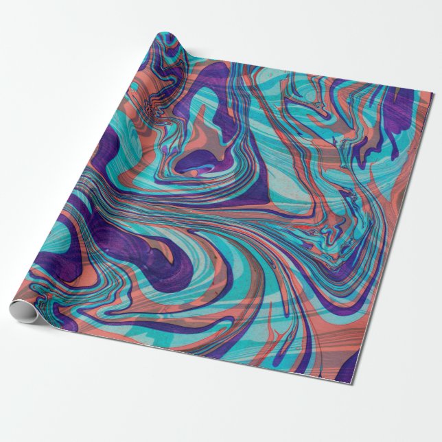 Colourful Marbleised Swirly Background Wrapping Paper (Unrolled)