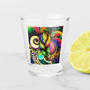 Colourful Mardi Gras Abstract Art Nola Celebration Shot Glass