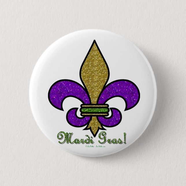 Colourful Mardi Gras Fleur De Lis 6 Cm Round Badge (Front)