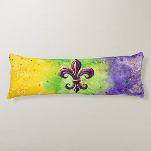 Colourful Mardi Gras Fleur de lis Body Cushion