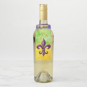 Colourful Mardi Gras Fleur de lis Bottle Tag