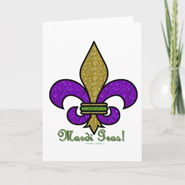 Colourful Mardi Gras Fleur De Lis Card (Front)