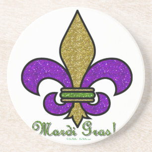 Colourful Mardi Gras Fleur De Lis Coaster