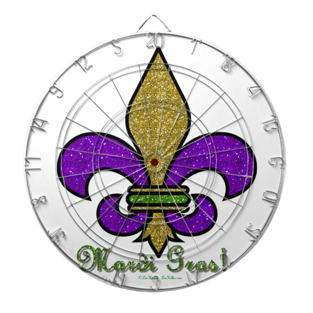 Colourful Mardi Gras Fleur De Lis Dartboard (Front)