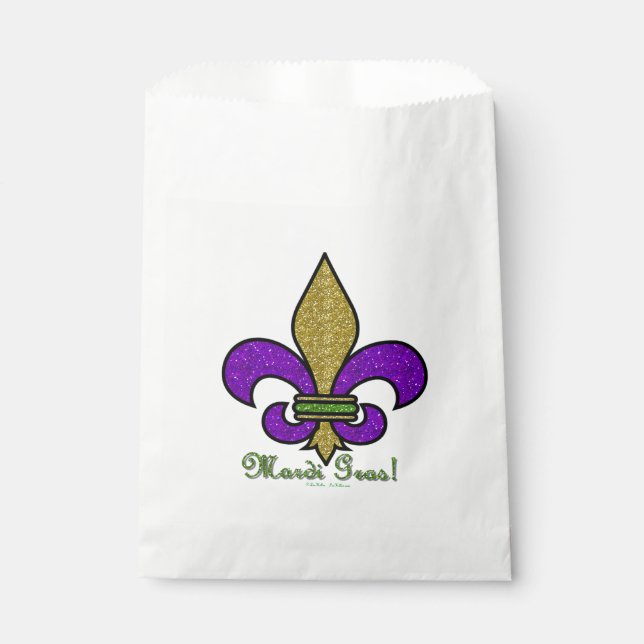Colourful Mardi Gras Fleur De Lis Favour Bags (Front)
