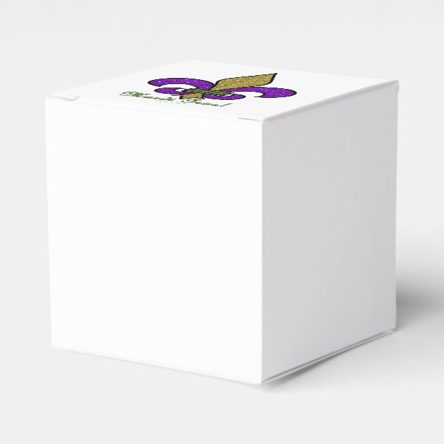Colourful Mardi Gras Fleur De Lis Favour Box (Front Side)