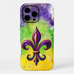 Colourful Mardi Gras Fleur de lis  iPhone 16 Pro Max Case