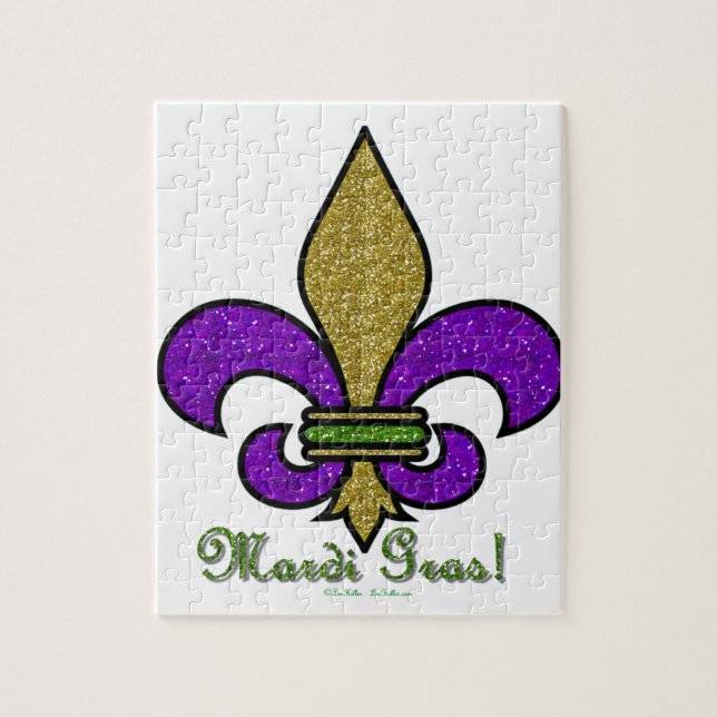 Colourful Mardi Gras Fleur De Lis Jigsaw Puzzle (Vertical)