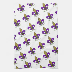Colourful Mardi Gras Fleur De Lis Kitchen Towels