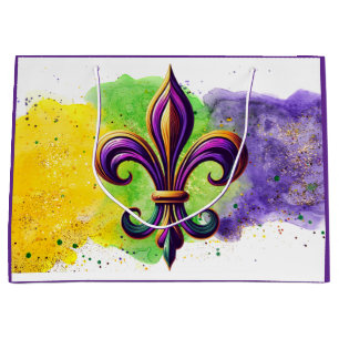 Colourful Mardi Gras Fleur de lis Large Gift Bag