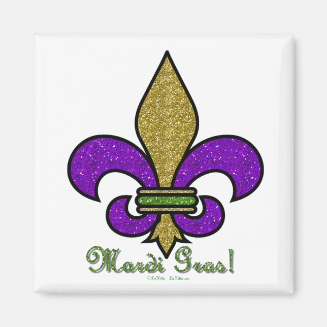 Colourful Mardi Gras Fleur De Lis Magnet (Front)