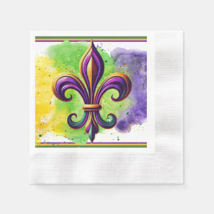Colourful Mardi Gras Fleur de lis  Napkin