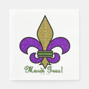 Colourful Mardi Gras Fleur De Lis Napkin