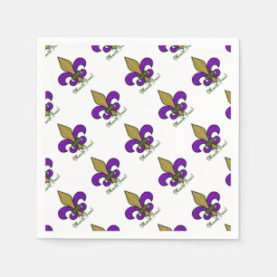 Colourful Mardi Gras Fleur De Lis Napkin