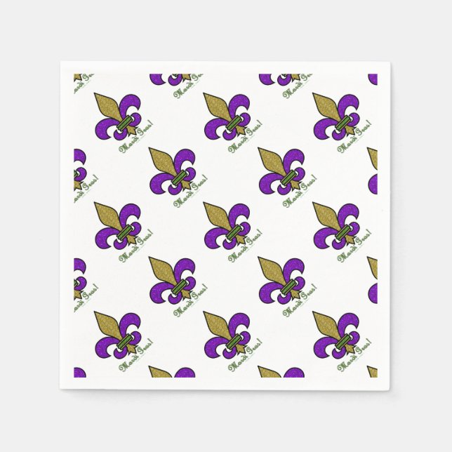 Colourful Mardi Gras Fleur De Lis Napkin (Front)