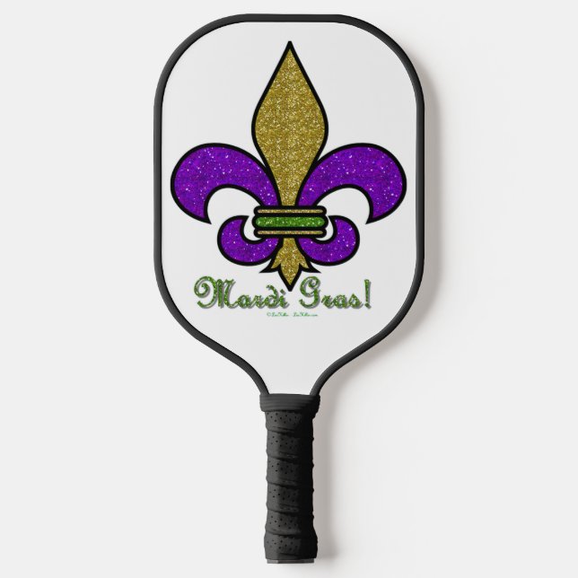 Colourful Mardi Gras Fleur De Lis Pickleball Paddle (Front)