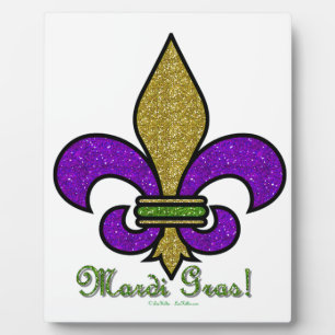 Colourful Mardi Gras Fleur De Lis Plaque