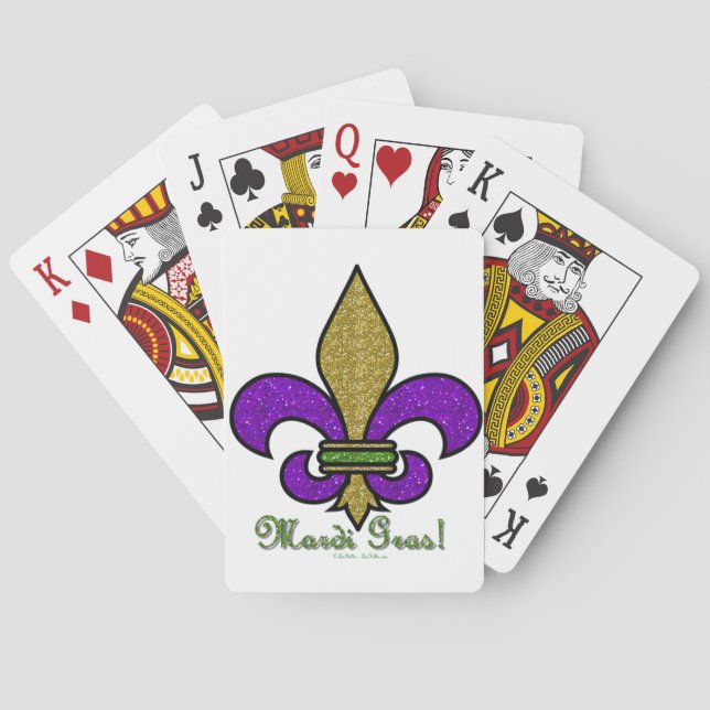 Colourful Mardi Gras Fleur De Lis Playing Cards (Back)