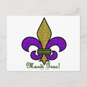 Colourful Mardi Gras Fleur De Lis Postcard