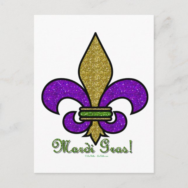 Colourful Mardi Gras Fleur De Lis Postcard (Front)