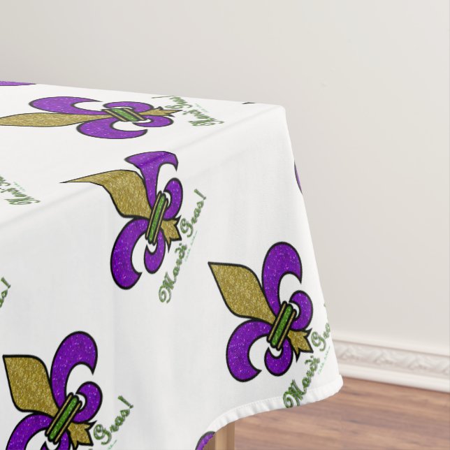 Colourful Mardi Gras Fleur De Lis Tablecloth (In Situ)