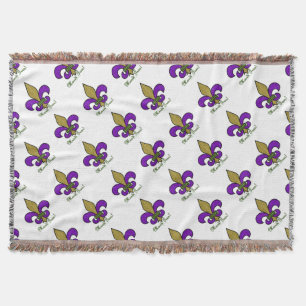 Colourful Mardi Gras Fleur De Lis Throw Blanket
