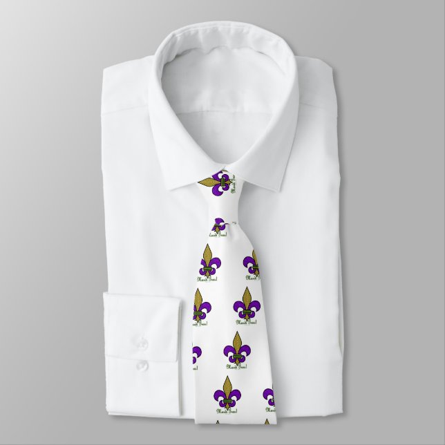 Colourful Mardi Gras Fleur De Lis Tie (Tied)
