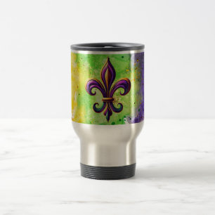 Colourful Mardi Gras Fleur de lis  Travel Mug