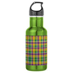 Colourful Mardi Gras gingham patterned 532 Ml Water Bottle