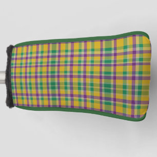 Colourful Mardi Gras gingham patterned Golf Head Cover