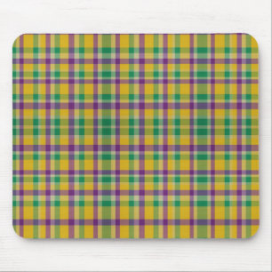 Colourful Mardi Gras gingham patterned Mouse Mat