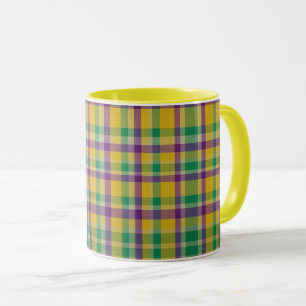 Colourful Mardi Gras gingham patterned Mug