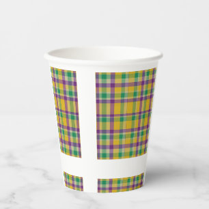 Colourful Mardi Gras gingham patterned Paper Cups