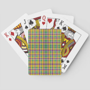 Colourful Mardi Gras gingham patterned Playing Cards