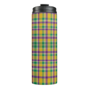 Colourful Mardi Gras gingham patterned Thermal Tumbler