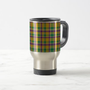 Colourful Mardi Gras gingham patterned Travel Mug