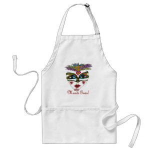 Colourful Mardi Gras Glitter Feather Mask Standard Apron