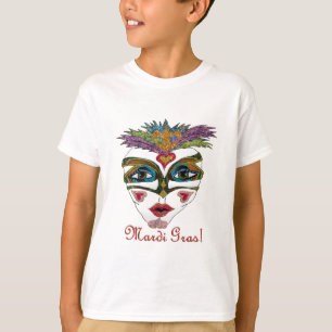 Colourful Mardi Gras Glitter Feather Mask T-Shirt
