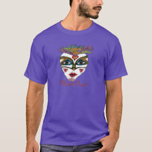 Colourful Mardi Gras Glitter Feather Mask T-Shirt