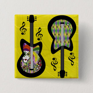 Colourful Mardi Gras Guitars 15 Cm Square Badge