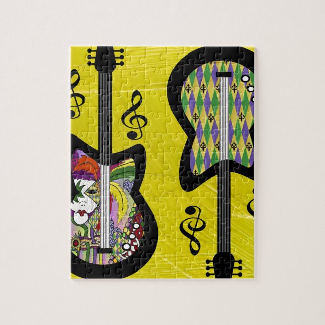 Colourful Mardi Gras Guitars Jigsaw Puzzle (Vertical)