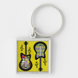 Colourful Mardi Gras Guitars Key Ring
