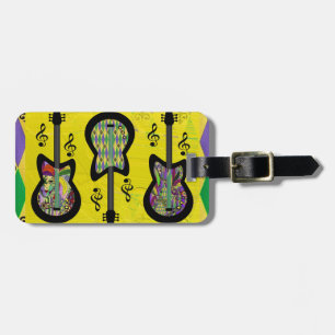Colourful Mardi Gras Guitars Luggage Tag