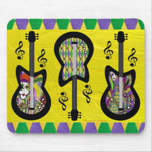Colourful Mardi Gras Guitars Mouse Mat