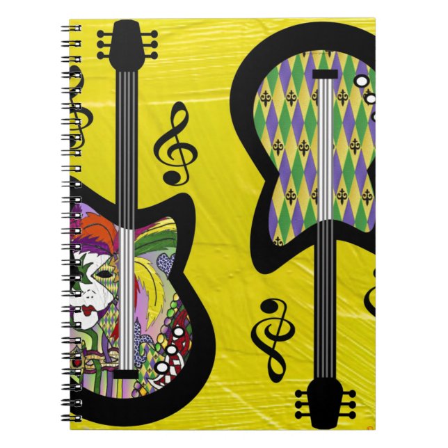 Colourful Mardi Gras Guitars Notebook (Front)