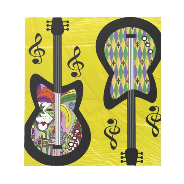 Colourful Mardi Gras Guitars Notepad (Front)