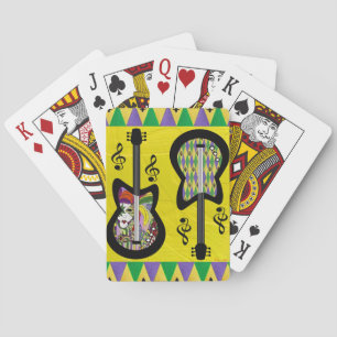 Colourful Mardi Gras Guitars Playing Cards
