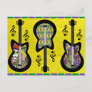 Colourful Mardi Gras Guitars Postcard